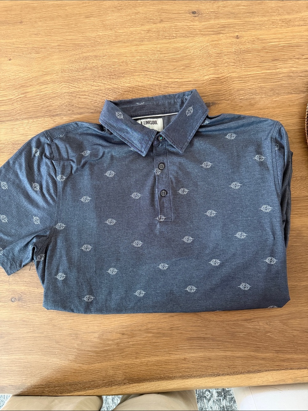Linksoul Men’s Navy Blue Micro-Pattern Polo